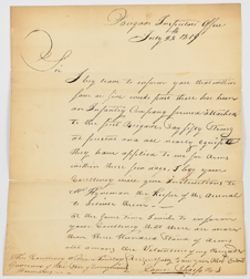 1819 Penn. Militia Letter by General Sharp to Gov. Plus
