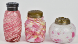 Three Victorian Art Glass Sugar Shakers