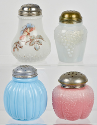 Four Victorian Art Glass Sugar Shakers