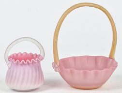 Two Victorian Art Glass Baskets