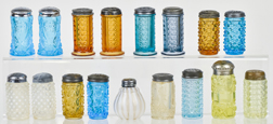 Colored Pattern Glass Salt & Peppers