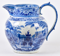 Super Large Early Staffordshire Transferware Store Display Pitcher