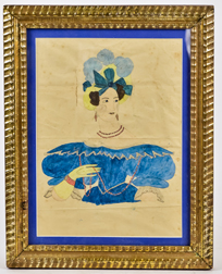 Early American Folk Art Portrait of Lady