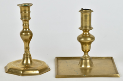 Two 18th Century Brass Candlesticks