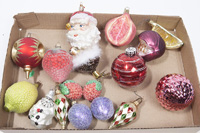 GROUP OF MODERN BLOWN GLASS CHRISTMAS ORNAMENTS