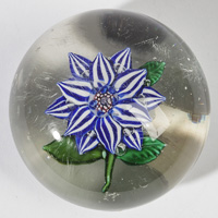 ATTRIBUTED BACCARAT BLUE CLEMATIS PAPERWEIGHT
