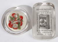 TWO ANTIQUE ADVERTISING PAPERWEIGHTS