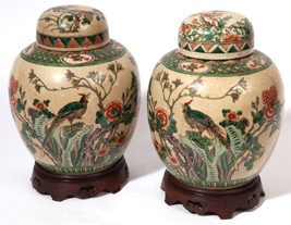 Pr. Chinese Porcelain Ginger Jars