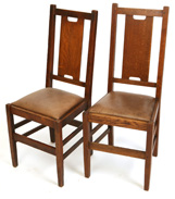 PAIR OF GUSTAV STICKLEY H-BACK CHAIRS, #308