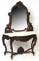 Rococo Marble Top Console Table With Mirror