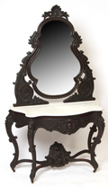 Rococo Marble Top Console Table with Mirror