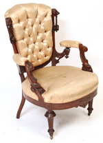 Victorian Arm Chair With Carved Heads