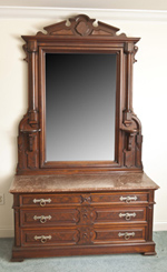 Large Victorian Marble Top Dresser W/Mirror