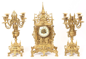 19th Century Bronze Clock Garniture Set