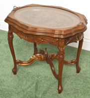 1920's Carved Glass Top Coffee Table