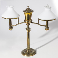 19th Century Brass Double Student Lamp