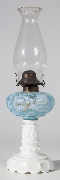 Blue Opalescent Daisy & Fern Oil Lamp