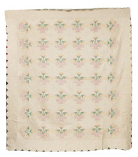 Silk Pieced Flower Basket Quilt