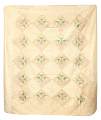 Silk  Flower Basket Pieced Quilt