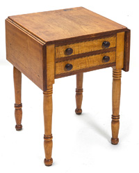 Tiger Maple Two Drawer Drop Leaf Stand