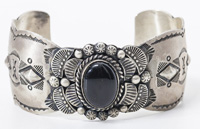 Navajo Silver & Black Onyx Cuff Bracelet