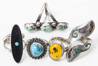 Five Navajo Silver Rings