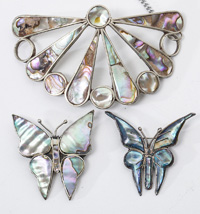 Three Silver & Mother of Pearl Pins
