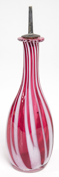 Early Cranberry Opalescent Barber Bottle