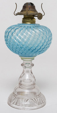Sheldon Blue Opalescent Swirl Oil Lamp