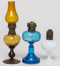 Three Colored Miniature Oil Lamps