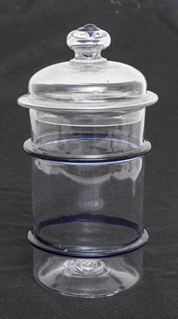 Blown Glass Cobalt & Clear Store Canister