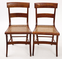 Pair Curly Maple Regency Chairs