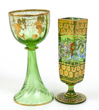 Two Pieces Moser Type Art Glass