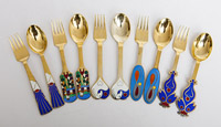 Five Sets Michelsen Danish Enameled Spoons & Forks