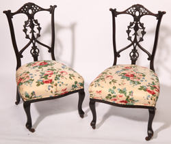 PR. OF ROSEWOOD VICTORIAN ROCOCO REVIVAL SLIPPER CHAIRS