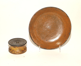 Redware Plate & Inkwell