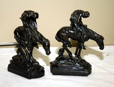 END OF THE TRAIL BRONZE BOOKENDS