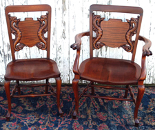 MATCHING CHAIRS WITH CARVED GRIFFINS