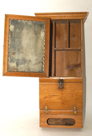 Unusual Small Oak Barber's Cabinet