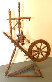 Unusual Spinning Wheel with Painted Bells