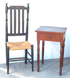 Early Queen Anne Chair & Cherry Nightstand