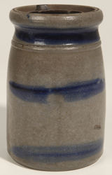 Blue Striped Stoneware Canning Jar