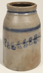 Unusual Blue Free Hand Stoneware Jar