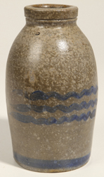 Unusual Blue Striped Stoneware Jar