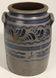 Nice Freehand Blue Decorated Stoneware Jar