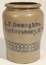 A. P. Donaghoo, Parkersburg, WV Stoneware Jar