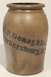 A. P. Donaghho , Parkersburg, WV Stoneware Jar