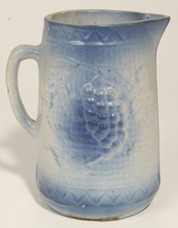 Blue and White Stoneware Grape Pattern Pitcher
