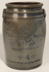 Hamilton & Co., Greensboro, PA Stoneware Eagle Jar