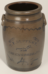 T. F. Reppert Greensboro, PA Stoneware Jar